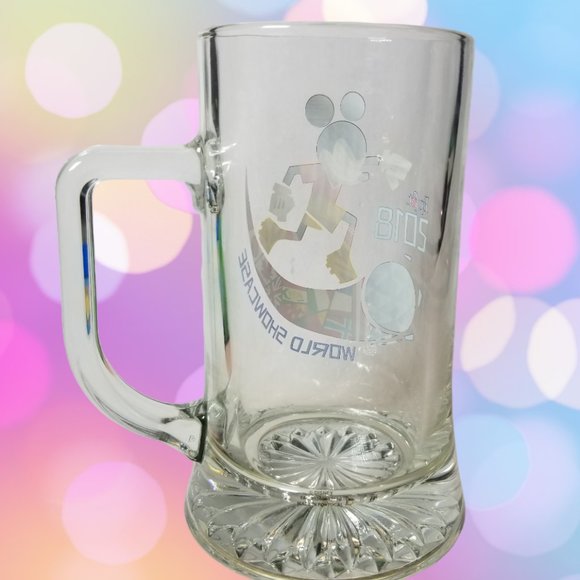Mickey Mouse Coffee Mug Clear Glass 2018 World Epcot Disney World Showcase Stein - Picture 2 of 9